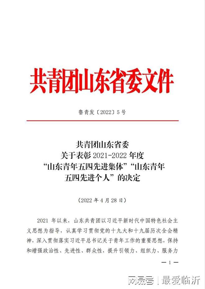 喜讯！临沂城投集团团委荣获“山东省五四红旗团委”荣誉称号
