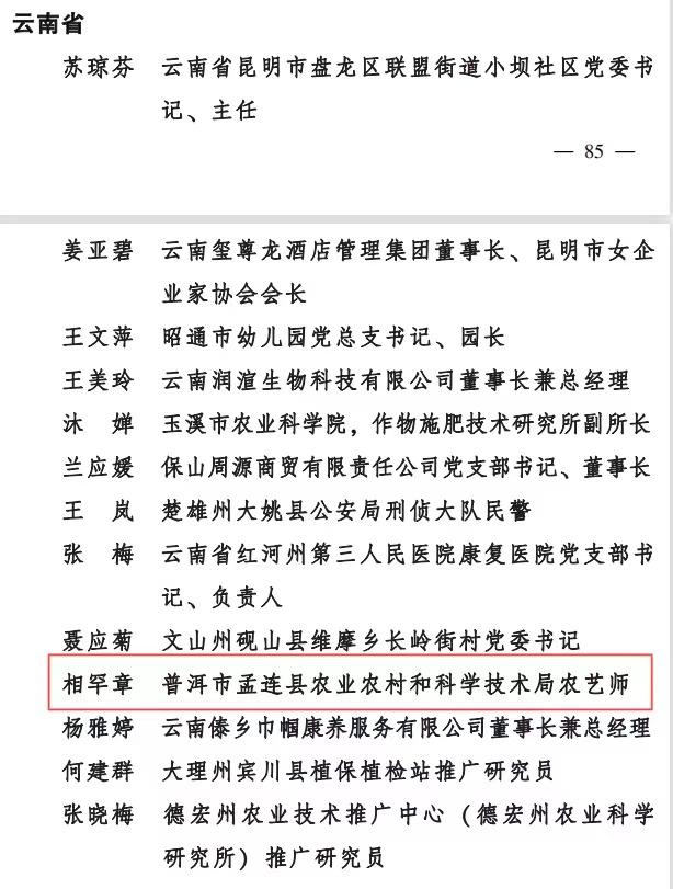 喜报！孟连县1人荣获“全国巾帼建功标兵”称号