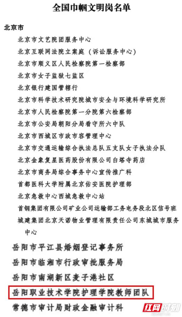 喜报！岳阳职院教师团队荣获“全国巾帼文明岗”称号