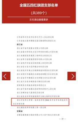 浙江省唯一！浙中医大一团支部获“全国五四红旗团支部”荣誉称号