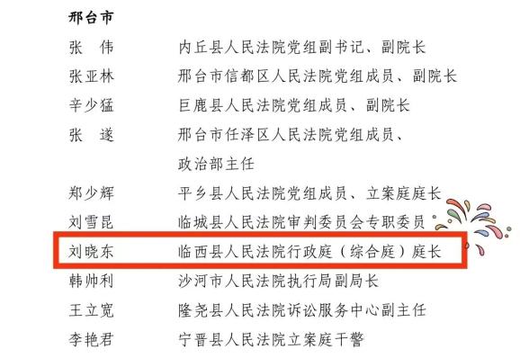 喜报！我院刘晓东同志荣获“全省法院涉诉信访工作先进个人”称号