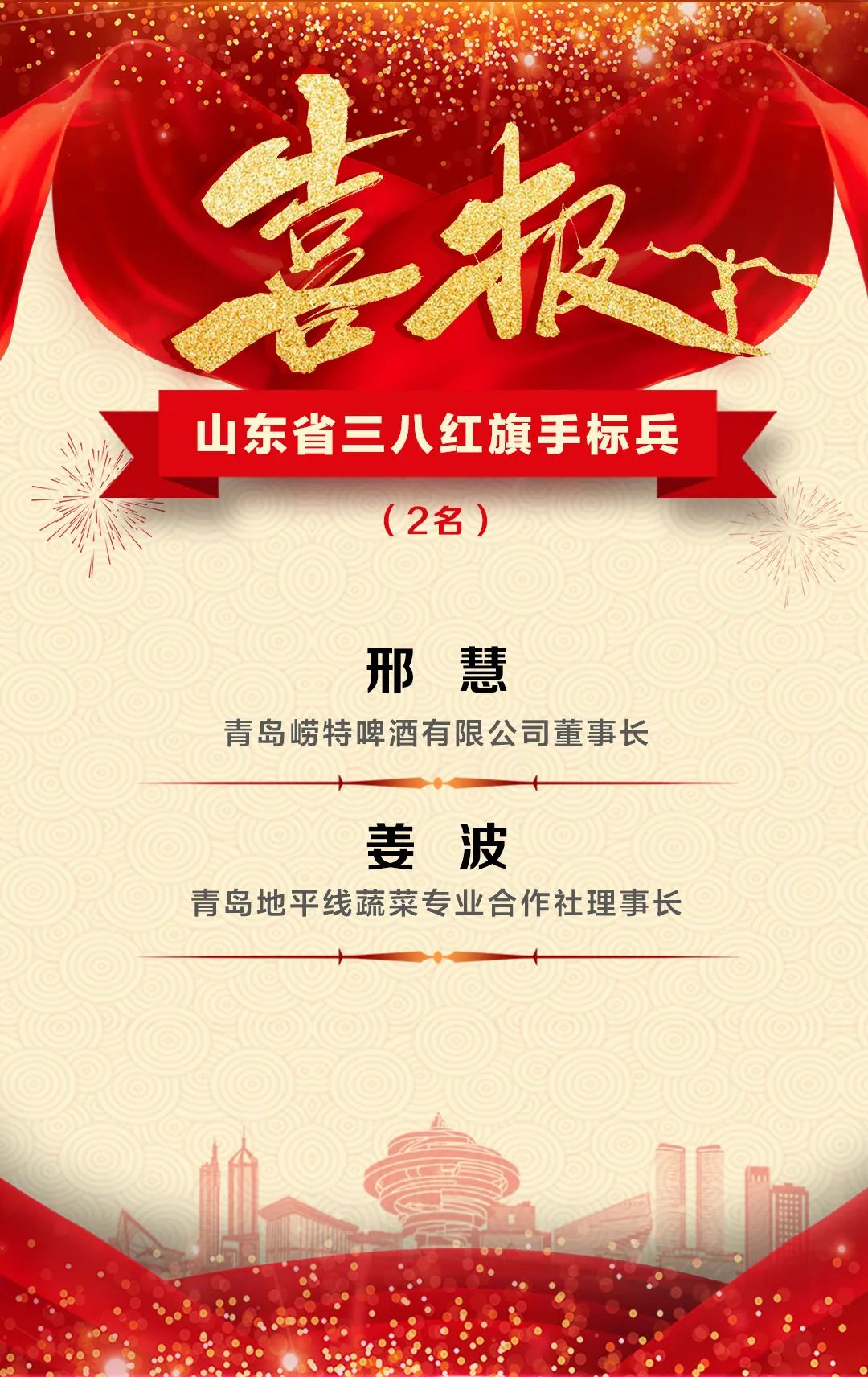 喜报！青岛民警张艳荣获山东省三八红旗手称号