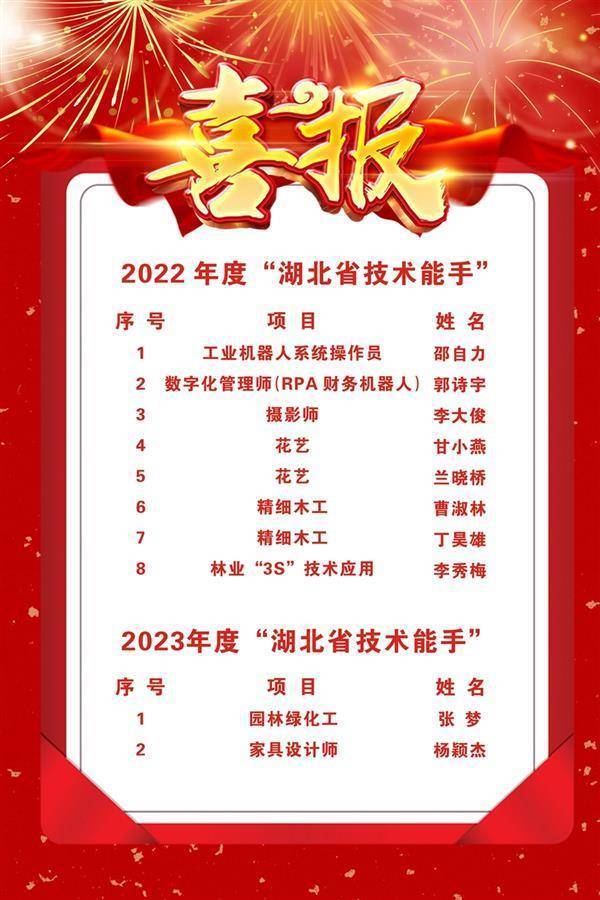 湖北生态工程职业技术学院10名师生喜获“湖北省技术能手”荣誉